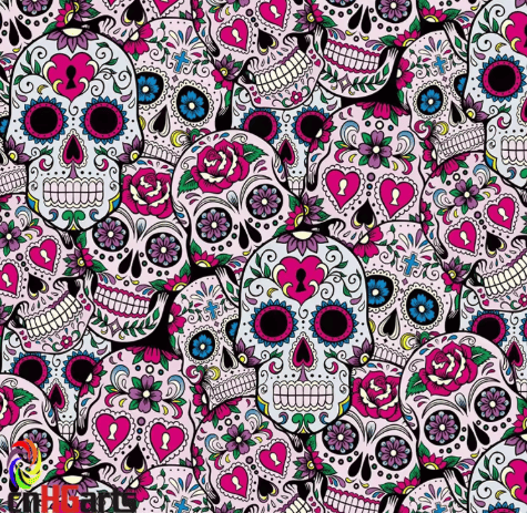 Lámina de PVA para hidroimpresion / Diseño calaveras / 50cm x 1mt / Inodoro, no tóxico - Brillo Nativo