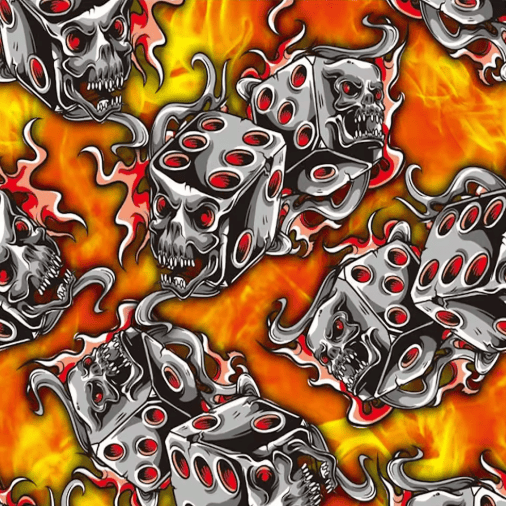 Lámina de PVA para hidroimpresion / Diseño dados infernales / 50cm x 1mt / Inodoro, no tóxico - Brillo Nativo