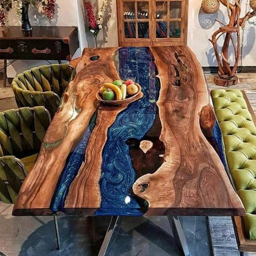 Cubierta con resina epóxica azul oscilante