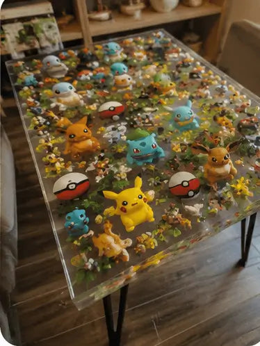 Cubierta con resina epóxica con pokemones