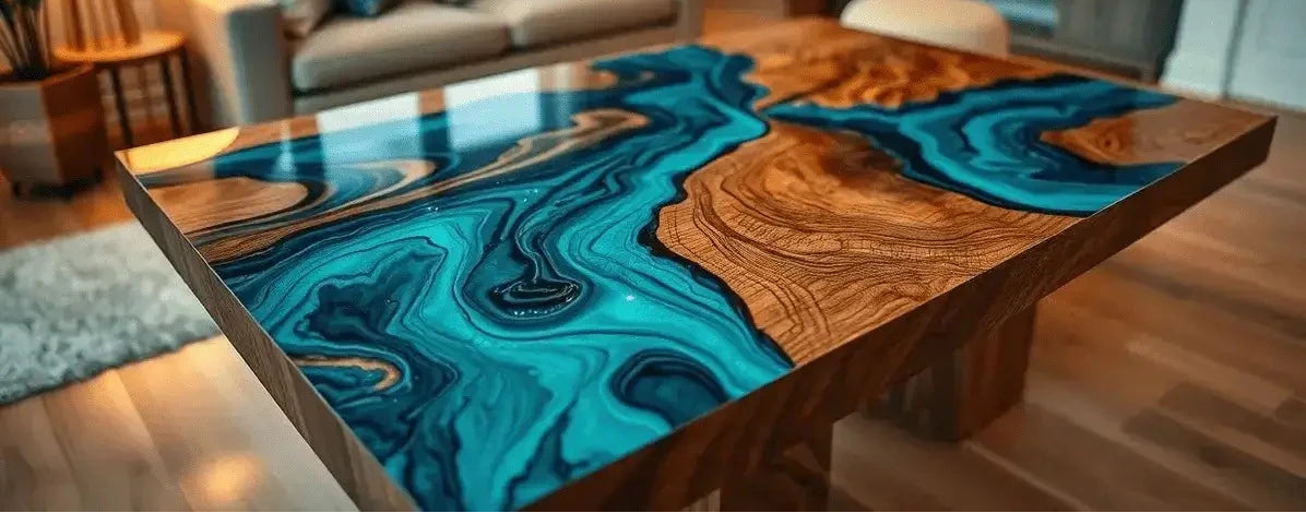 Mesa de centro con resina bella