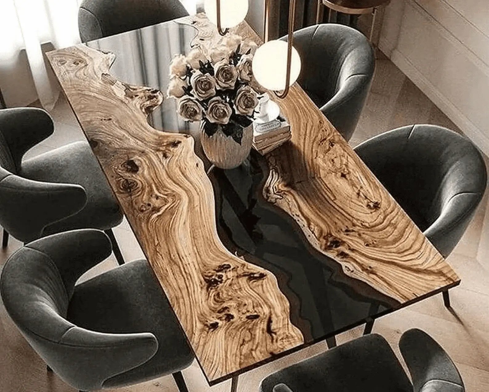 Mesa de comedor con resina epoxy