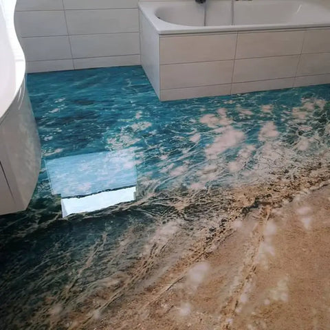 Piso con resina 3D efecto mar
