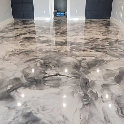 Piso de resina epóxica mármol gris