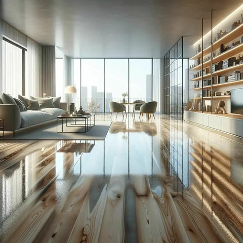 Piso flotante con resina epóxica transparente