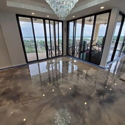 Piso resina epóxica mármol elegante