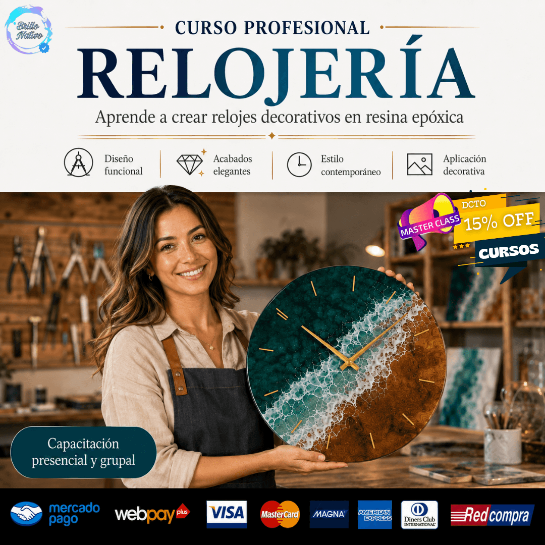 Mujer con reloj de resina epóxica