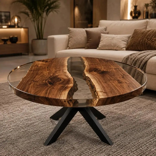 Rodaja con río epóxico con extensiones lineales