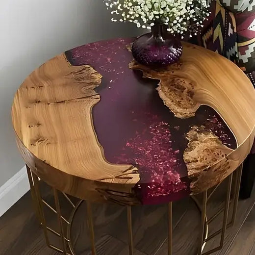 Rodaja con río epóxico morado