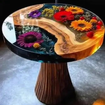 Rodaja de resina epóxica con girasoles